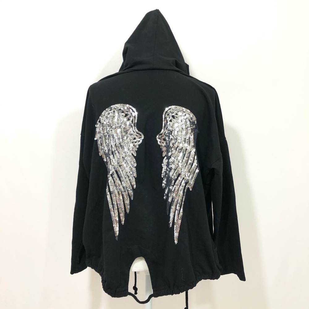 COPY - Scandal Italy black hooded cardigan sequin wings